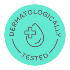 Dermatologically tested round isolated product vector icon logo