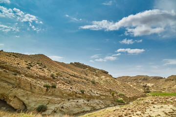 sandy surface in the mountains of Asia without rain sandy surface and dried plants