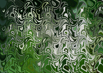 Fototapeta premium Abstract zigzag pattern with waves in green and white tones. Artistic image processing created by white treelike hydrangea flower photo. Beautiful multicolor pattern for any design. Background image