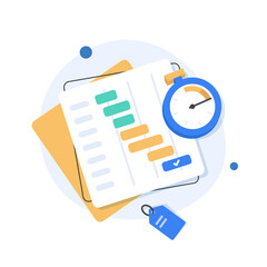 To do list or planning icon concept. All tasks are completed. Paper sheets with check marks,flat design icon vector illustration