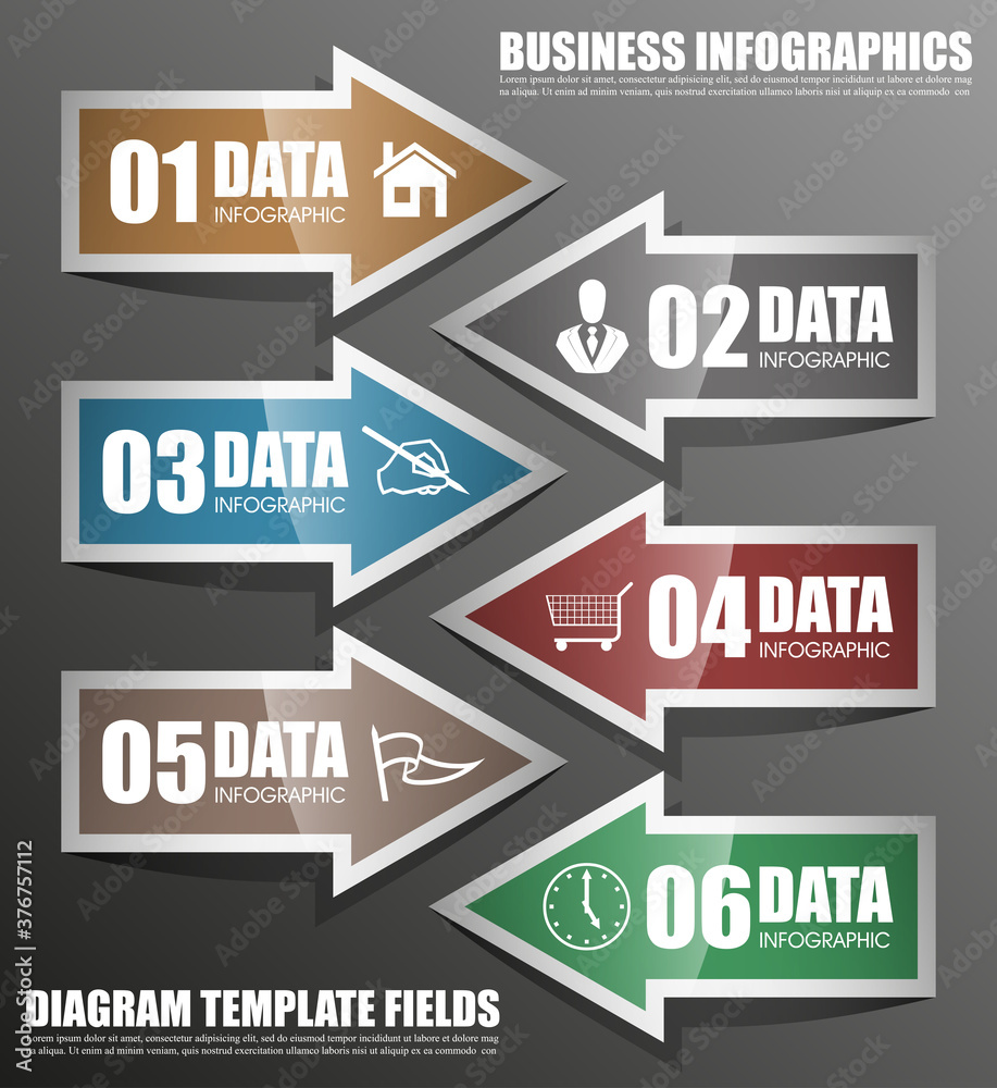 Poster set of origami vector arrow banners with shadow for websites or business design