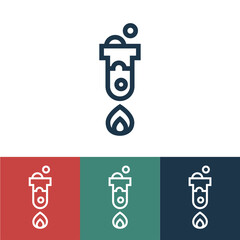 Linear vector icon with vial over fire