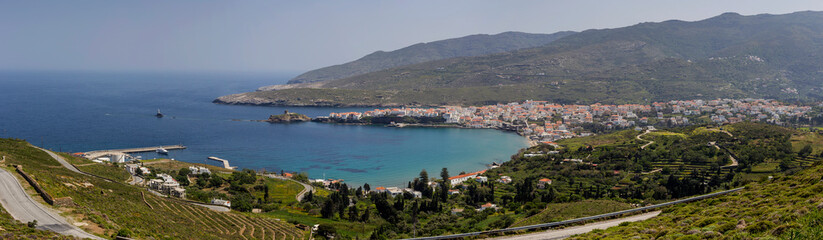 Fototapeta na wymiar View of the town of Chora on Andros (Greece, Cyclades)