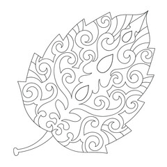 Vector line illustration of leaf for coloring