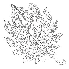 Vector line illustration of leaf for coloring