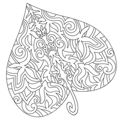Vector line illustration of leaf for coloring