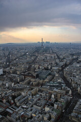 eiffel tower on city panorama