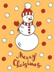 Christmas greeting card with a snowman