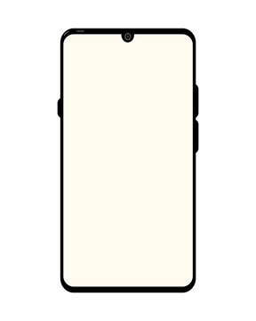 a frameless android smartphone with a blank screen on a flat surface. High Resolution Vector for Global Business Infographics website design or phone app