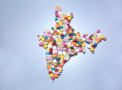 Pills in India map shape