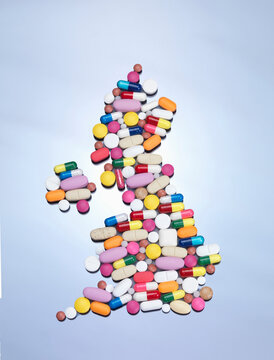 Pills in Great Britain map shape