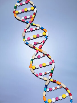 Pills in shape of DNA strand