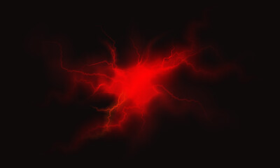 Heat lighting. High voltage energy. Electric red discharge, flash.