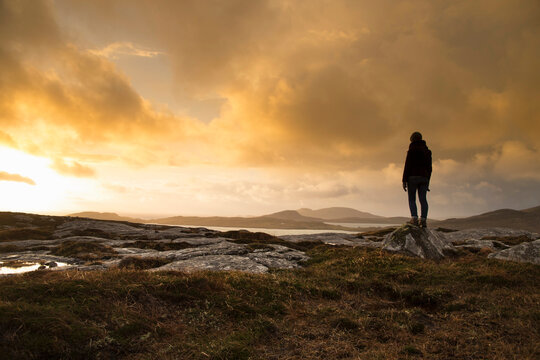 Man standing in Barra, Hebrides