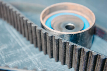 timing belt and tension rollers for car