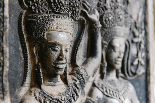 Relief sculpture, Angkor Wat temple, Angkor Wat Complex,  Siem Reap, Cambodia