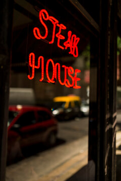 Signage at a traditional Parrilla, San Telmo, Buenos Aires, Argentina