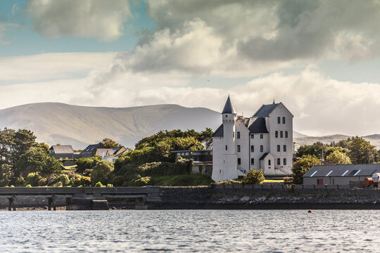 View of bridge and old barracks, Cahersiveen, County Kerry, Ireland