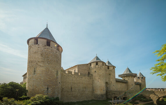 View of fort and towers, Carcassonne, Languedoc-Roussillon, France