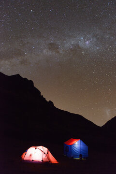 Tents at night, Lares, Peru