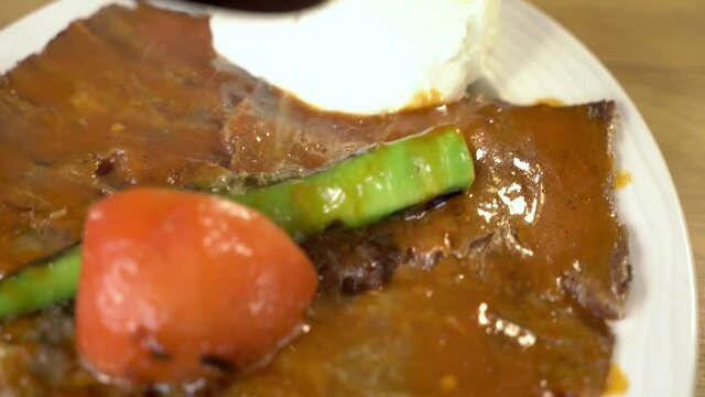 Traditional turkish kebab iskender doner bursa