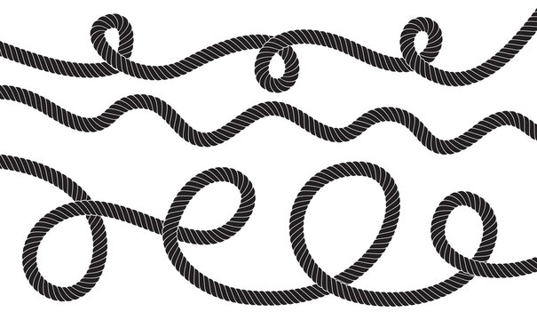 Set Of Twisted Vector Rope Icon Or Cordage With Loops