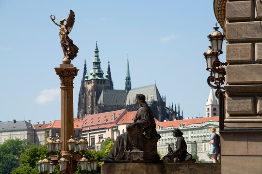 View of Prague Castle and Saint Vitus Cathedral, Prague, Czech Republic