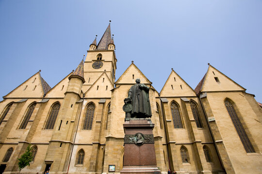 Evangelical church, Sibiu, Romania, Europe, low angle view