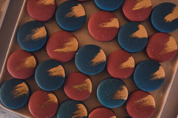 Table with food for the holiday. Cuisine. Culinary Buffet. Dinner Catering. Dining Food. Celebration Party. Concept wedding birthday. Sweet pastries desserts