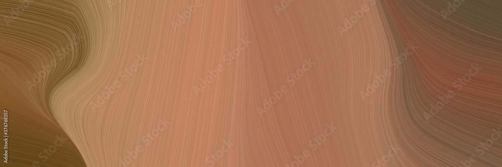 Fototapete abstract surreal horizontal header with pastel brown, brown and dark salmon colors. fluid curved lin