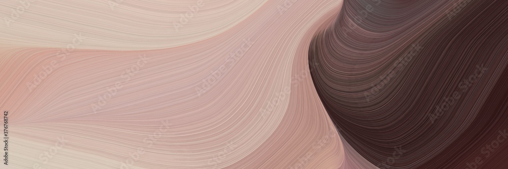 Aufkleber abstract dynamic horizontal banner with very dark violet, tan and pastel brown colors. fluid curved 