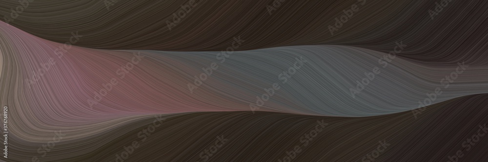 Poster abstract dynamic header with very dark blue, pastel brown and dark slate gray colors. fluid curved flowing waves and curves for poster or canvas