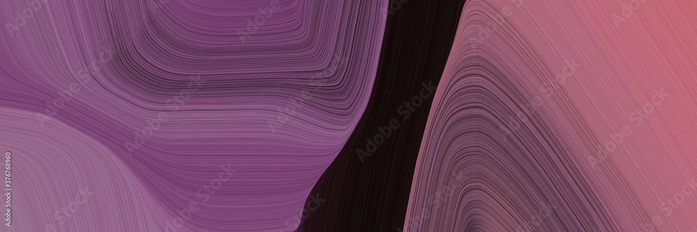 Poster abstract dynamic designed horizontal banner with antique fuchsia, very dark pink and mulberry  colors. fluid curved flowing waves and curves for poster or canvas