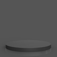 3d gray black cylinder podium minimal studio background. Abstract 3d geometric shape object illustration render. For business product presentation.