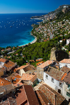 High angle view of Monaco from Castle of Roquebrune, Roquebrune, France