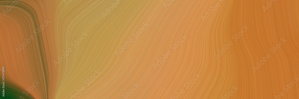 Poster abstract flowing header with peru, dark olive green and brown colors. fluid curved flowing waves and