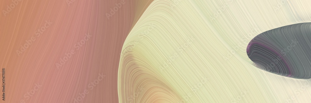 Poster abstract flowing designed horizontal banner with tan, dim gray and antique white colors. fluid curve