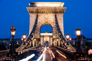 Chain Bridge at night, Budapest, Hungary