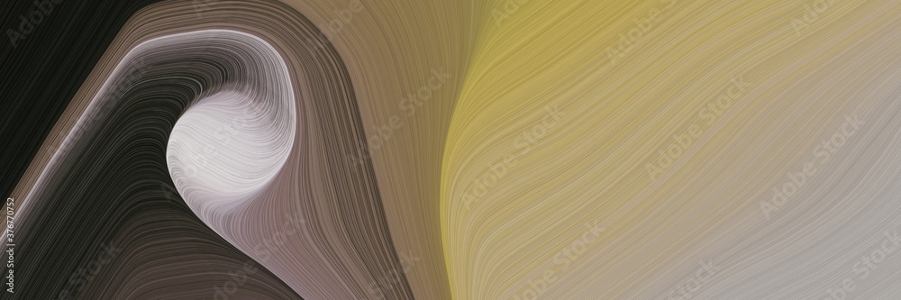 Poster abstract dynamic horizontal banner with gray gray, rosy brown and very dark green colors. fluid curv