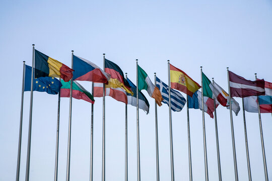 Flags of member states, Council of Europe, Strasbourg, France
