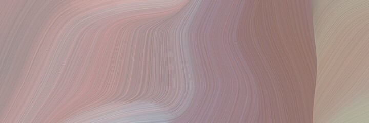 abstract moving horizontal header with rosy brown, silver and old lavender colors. fluid curved flowing waves and curves for poster or canvas