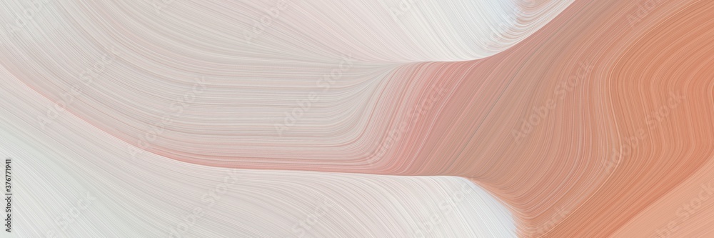 Poster abstract moving horizontal header with light gray, dark salmon and tan colors. fluid curved lines with dynamic flowing waves and curves for poster or canvas
