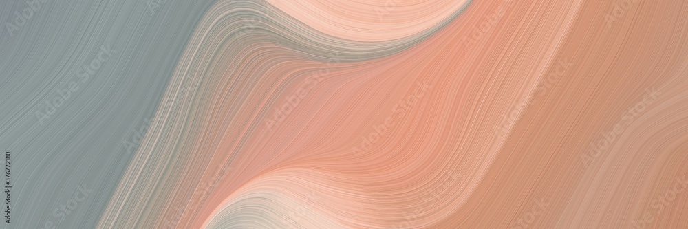 Poster abstract dynamic horizontal banner with tan, dark salmon and light slate gray colors. fluid curved l
