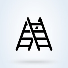 Step ladder or Career ladder icon or logo. Climbing Ladder concept. Stairs illustration.