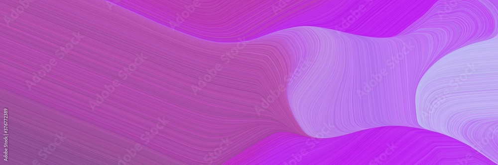 Poster abstract surreal designed horizontal header with moderate violet, light pastel purple and medium orchid colors. fluid curved flowing waves and curves for poster or canvas
