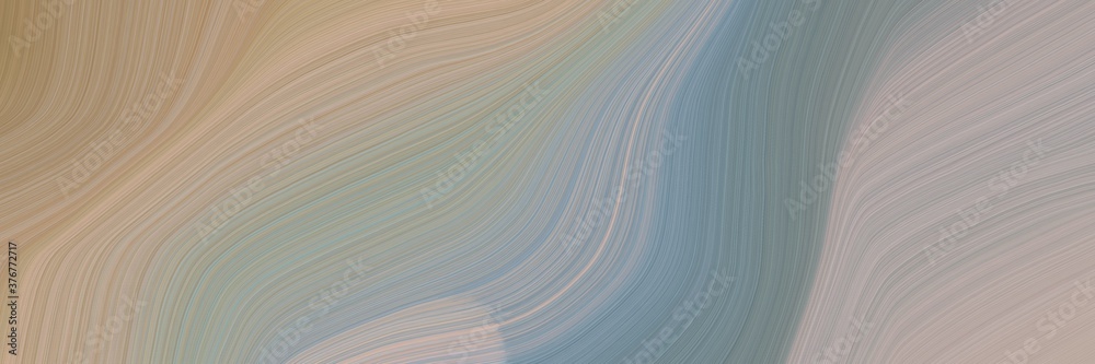 Poster abstract dynamic horizontal banner with dark gray, slate gray and pastel brown colors. fluid curved 