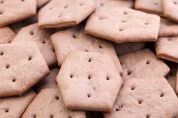 Sweet cocoa crackers fill the frame completely. Close-up