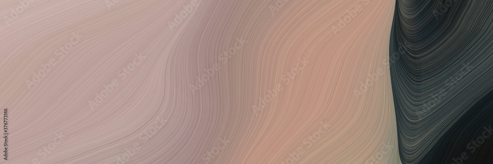 Fototapete abstract modern horizontal banner with rosy brown, very dark blue and dim gray colors. fluid curved lines with dynamic flowing waves and curves for poster or canvas