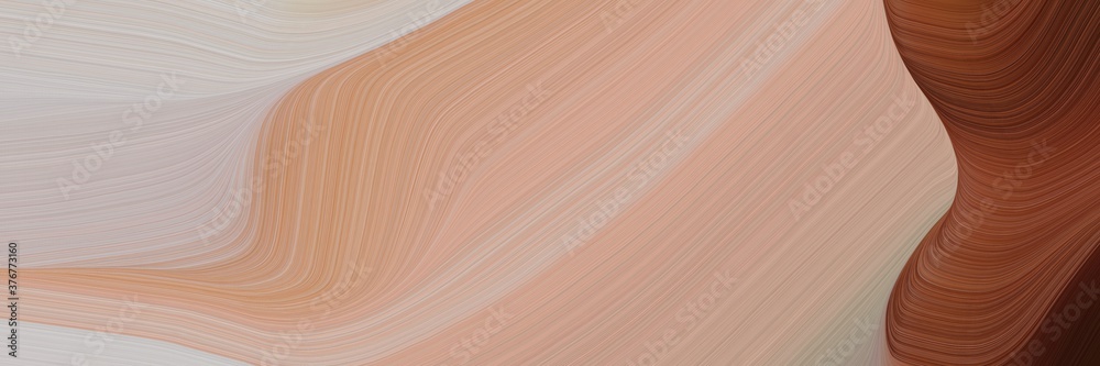 Poster abstract moving header design with tan, chocolate and pastel gray colors. fluid curved lines with dy