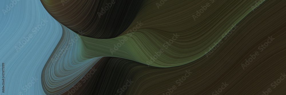 Poster abstract flowing banner with very dark green, cadet blue and dark slate gray colors. fluid curved lines with dynamic flowing waves and curves for poster or canvas